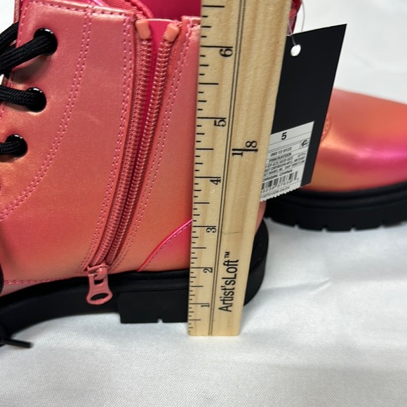 Art Class Pink and Orange Combat Boots with Lace-Up Design - Picture 8 of 9